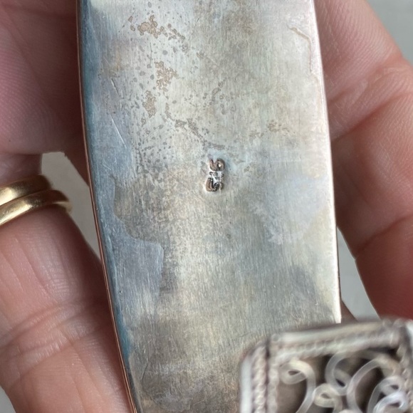 Sterling vintage blue stone cuff - Picture 5 of 15